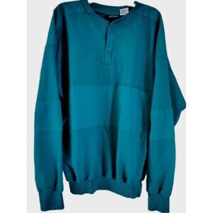 Woolrich Men's Henley Shirt Size L Balsam Green Cotton Pocket Pullover
